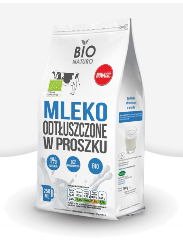 Mleko odtłuszczone w Proszku Bio Naturo